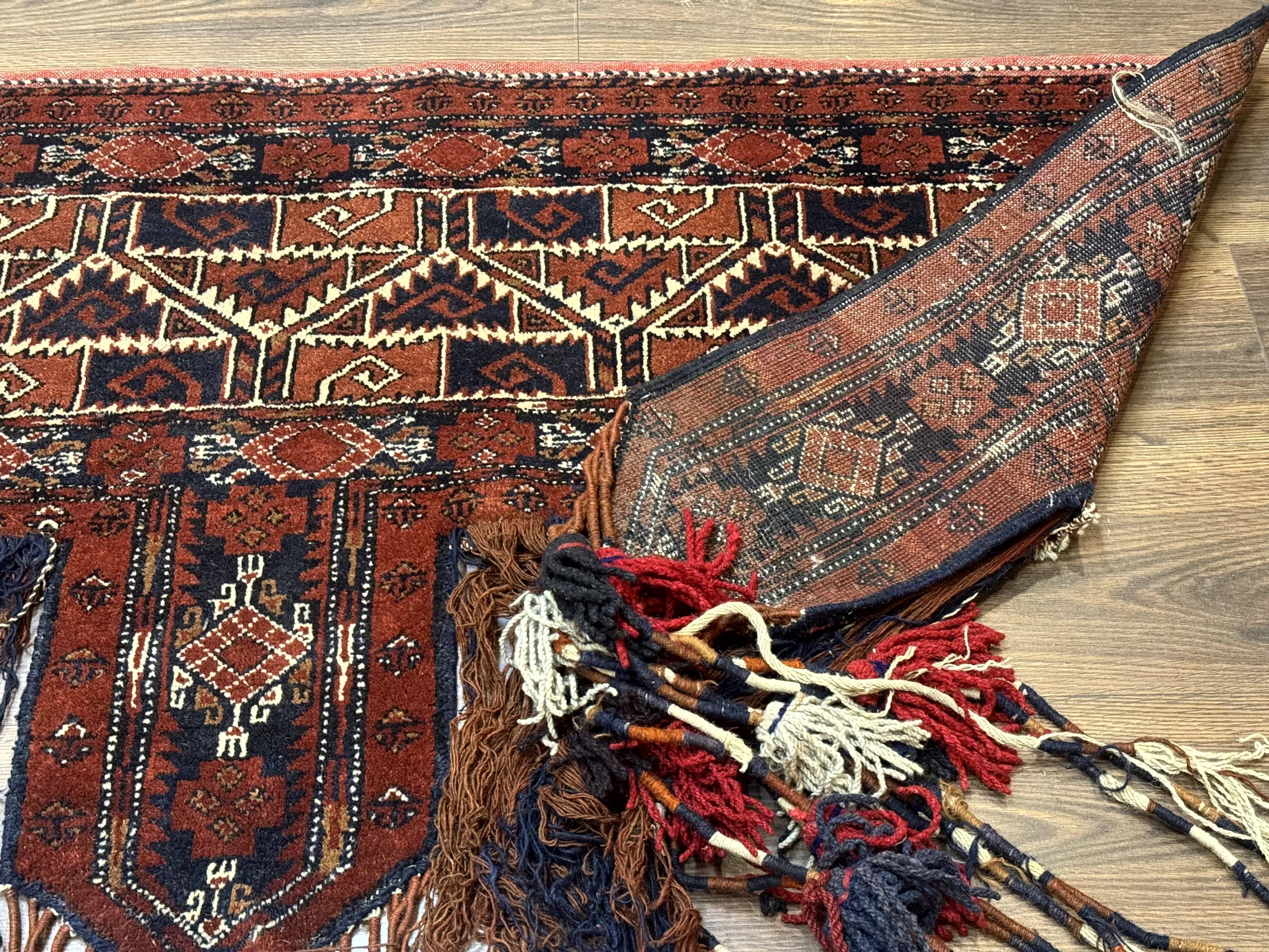 Antique Afghan Beshir Tent Header Textile Rug, Tribal Collectible, Wool