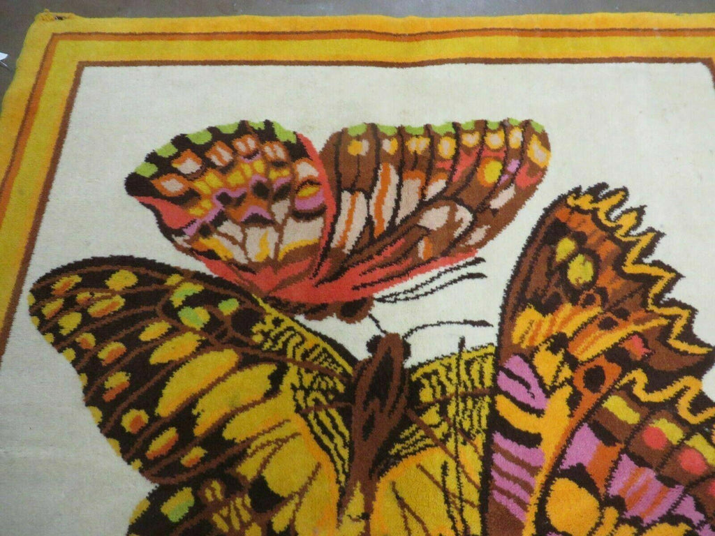 4' X 6' Tartare Modern Hand Knotted Spainsh Wool Rug Butterfly Getting Wings Nice