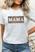 Leopard Print Mama Outline Mothers Day Graphic Tee T-Shirt
