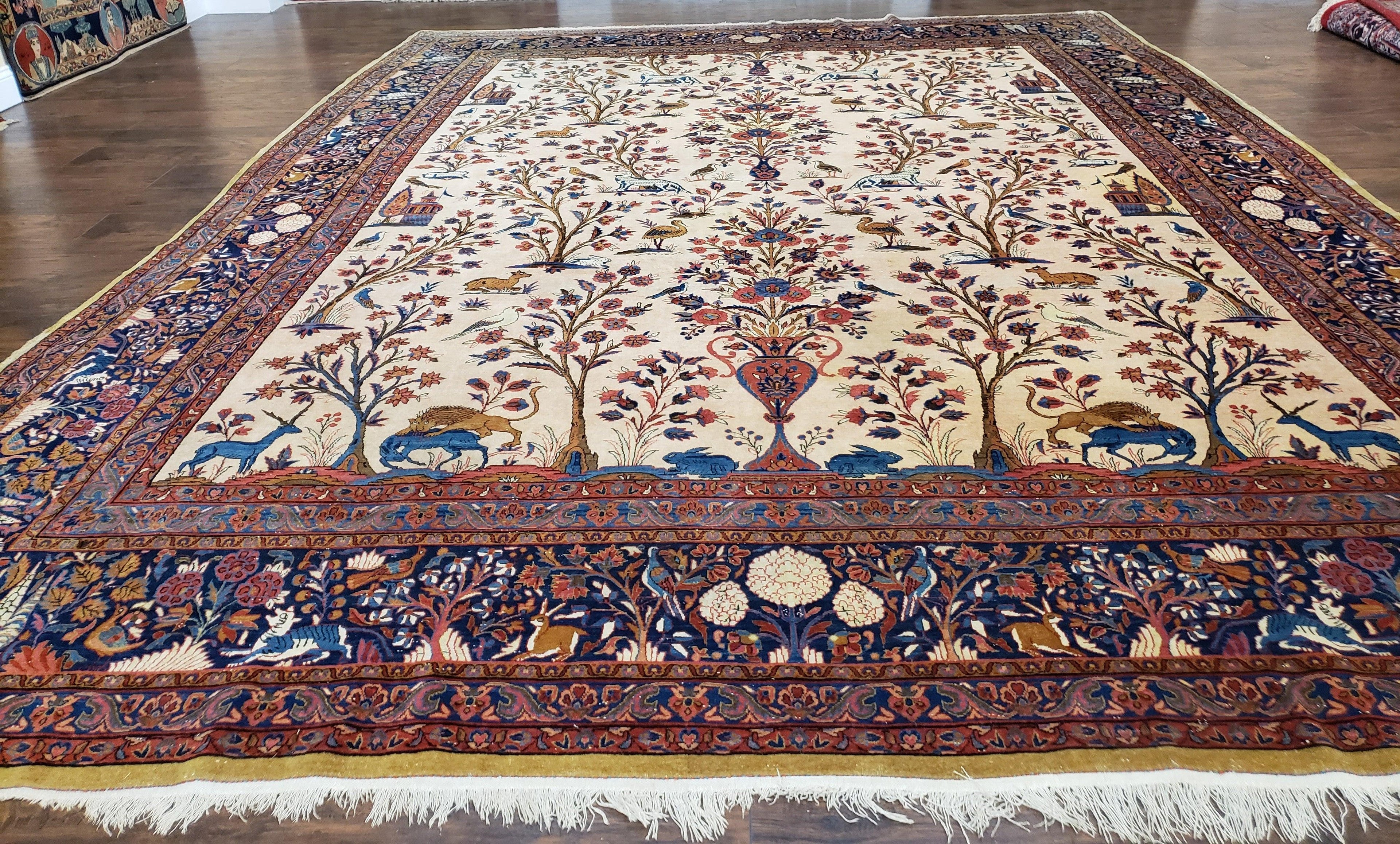 Antique Persian Kashan Tree of Life Rug 10x13