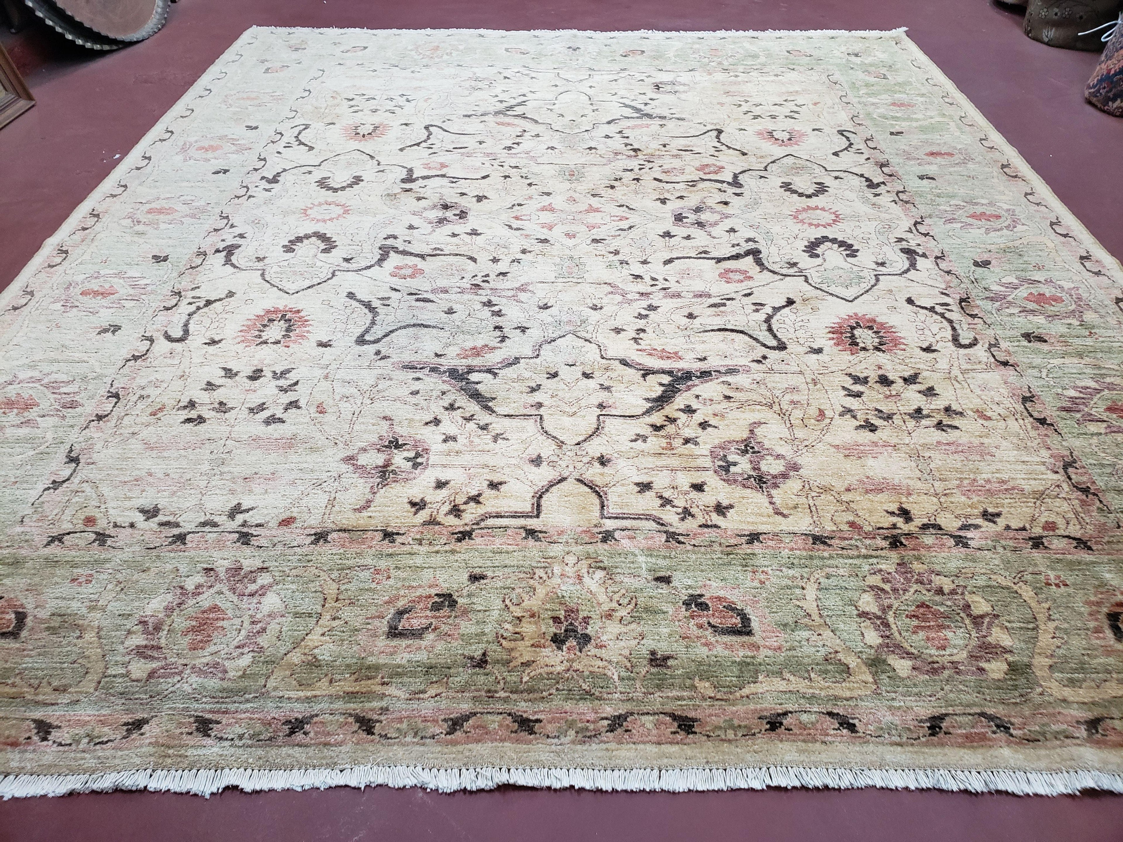 Pakistani Peshawar Rug 8x10, Farmhouse Rug, Oushak Carpet, Wool