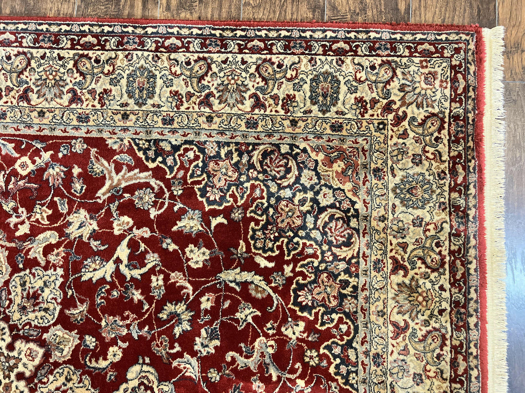 Couristan Rug 5.6 x 8, Floral Medallion, Dark Red Cream, Belgium Power Loomed Rug, Taj Mahal Rug, Vintage Oriental Wool Carpet