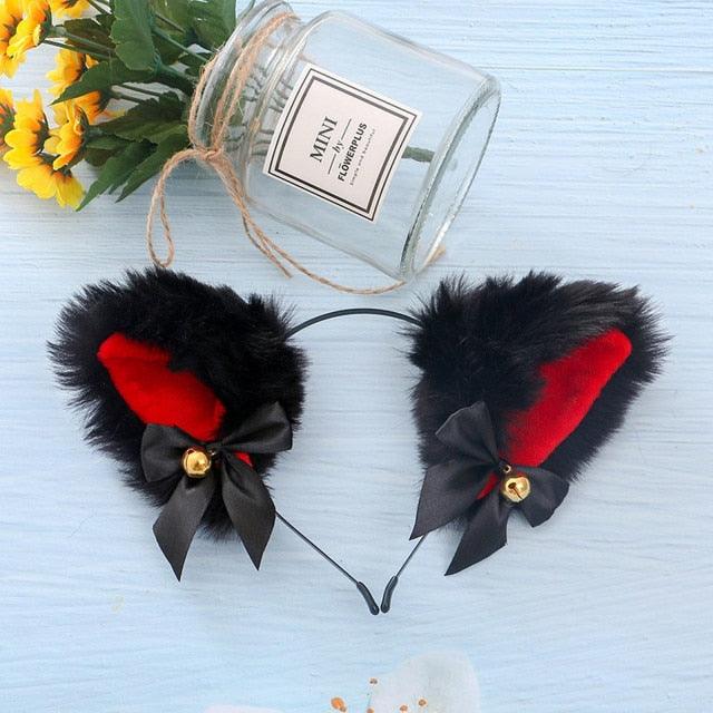 15 Colors Beautiful Masquerade Halloween Cat Ears Cosplay Cat Ear Party Costume Bow Tie Bell Headwear Headband Gorgeous Hair Accessories For Women