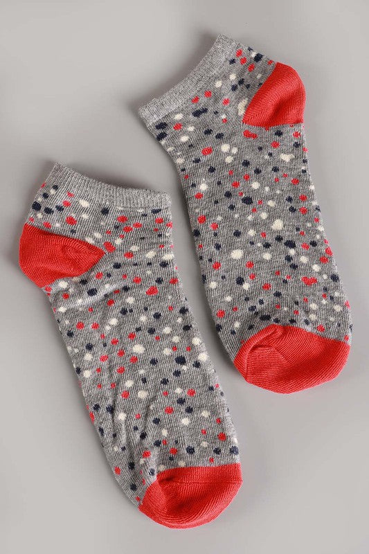 Polka Dot Low Cut Socks 12 Pair
