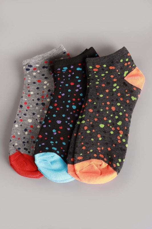 Polka Dot Low Cut Socks 12 Pair