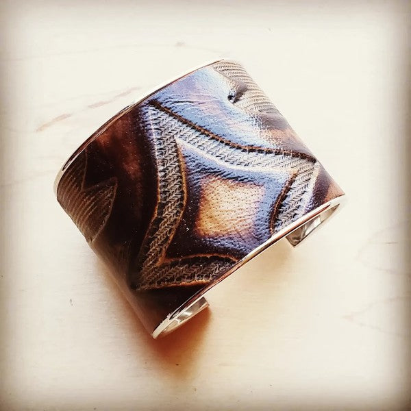Wide Bangle Bracelet in Brown Laredo