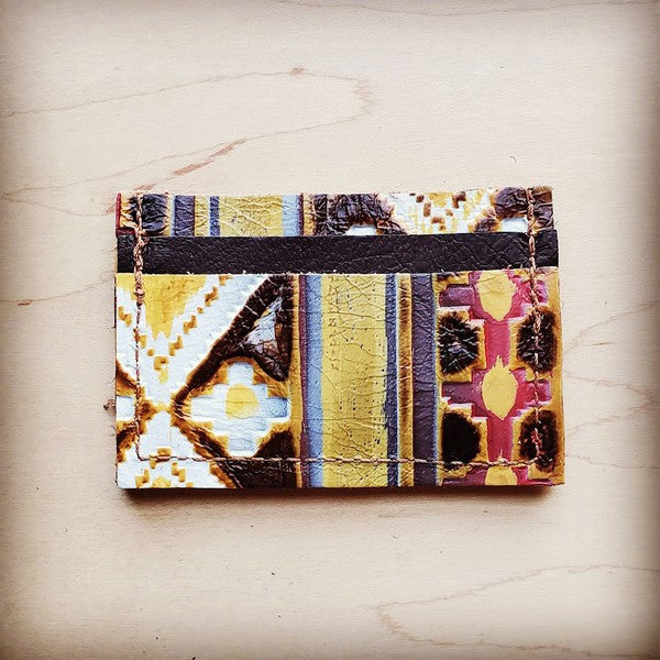 Embossed Leather Credit  Card Holder Yellow