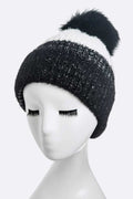 Wool Blend Fur Pom Pop Color Beanie