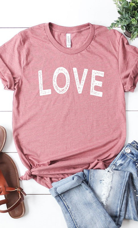 Distressed Love Graphic Tee T-Shirt