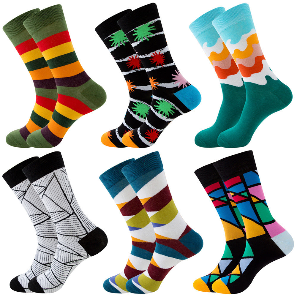 Striped Mens/Women Socks Square Tube Wave Socks