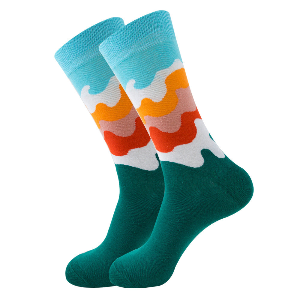 Striped Mens/Women Socks Square Tube Wave Socks