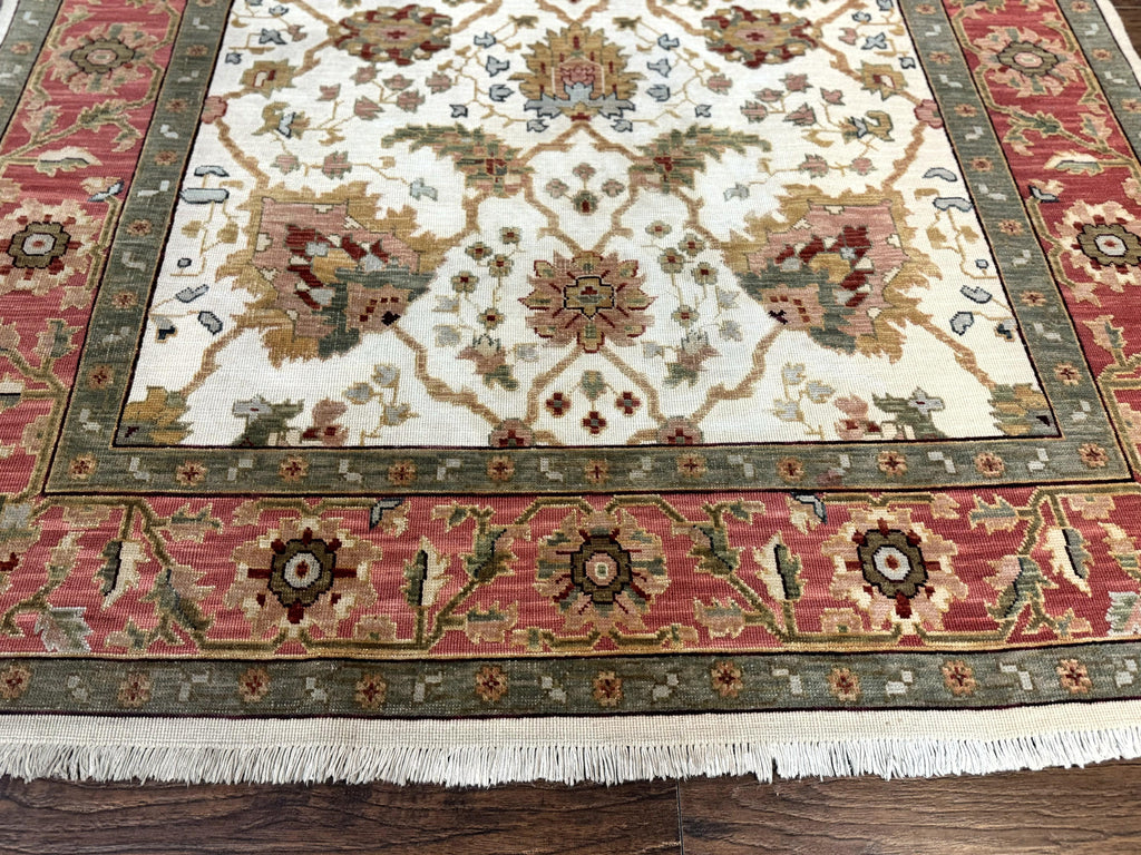 Flatweave Soumak Rug 6x9, Nourison Rug, Wool Handmade, Floral, Ivory