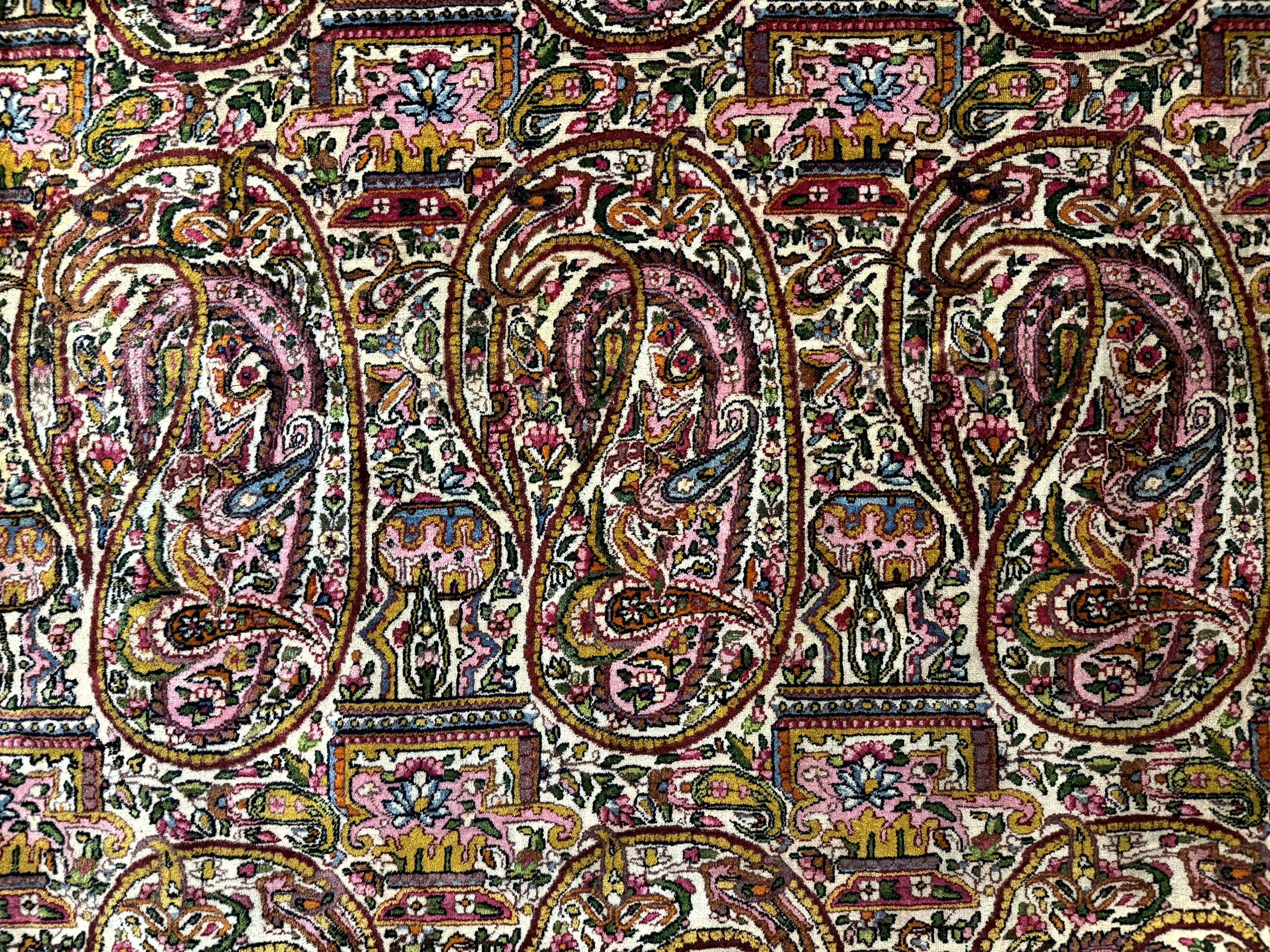 Rare Antique Persian Kerman Lavar Rug 9x12, Boteh Paisley Design