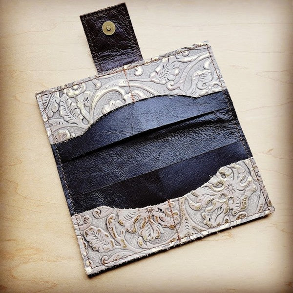 Embossed Leather Wallet in Gilded Cowboy w/ Snap