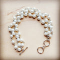 Triple Strand Pearl and Silver Bracelet