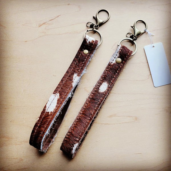 Hair-on-Hide Leather Key Chain Strap Axis Hide