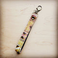Embossed Leather Key Chain Strap Yellow