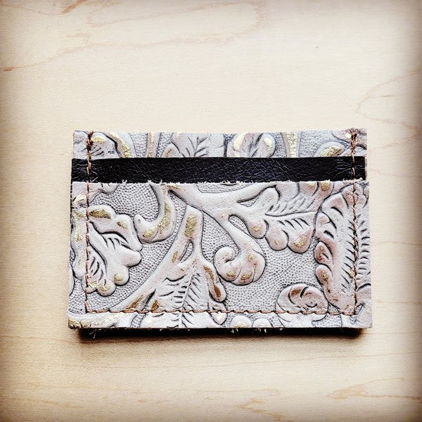Embossed Leather Credit Card Holder-Gilded Cowboy