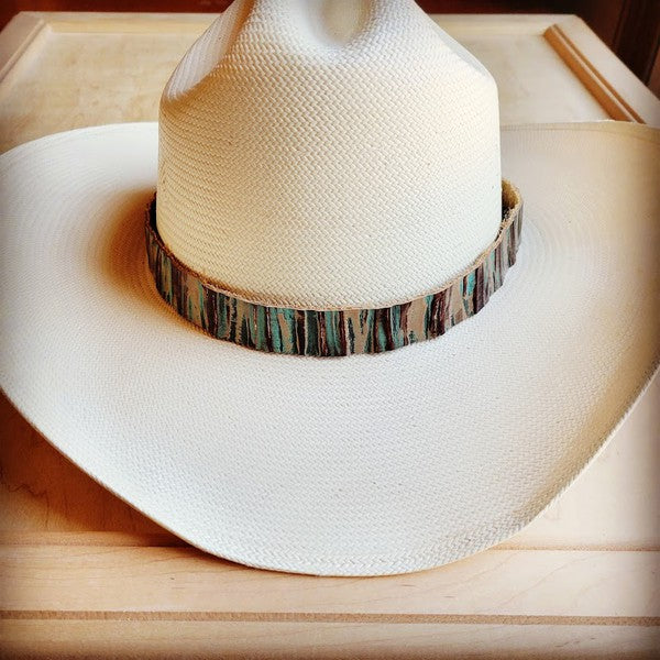 Turquoise Chateau Embossed Leather Hat Band