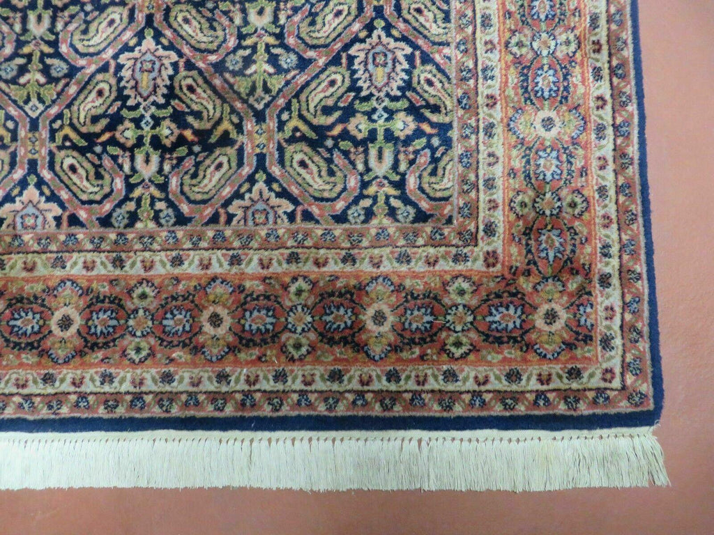 4' X 6' Vintage Fine Handmade India Floral Oriental Wool Rug Carpet Blue Red