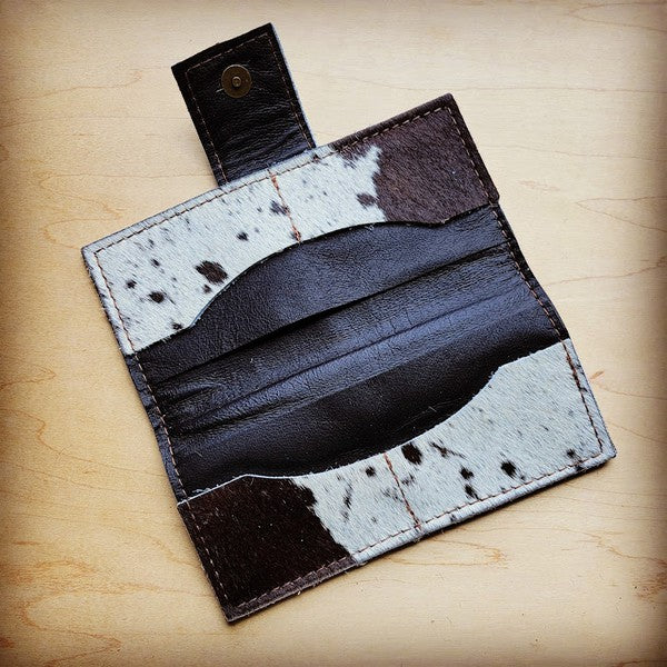 Hair on Hide Wallet in Black and White w/ Snap