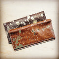 Hair-on-Hide Leather Wallet-Brown Metallic