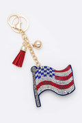Crystal American Flag Key Chain
