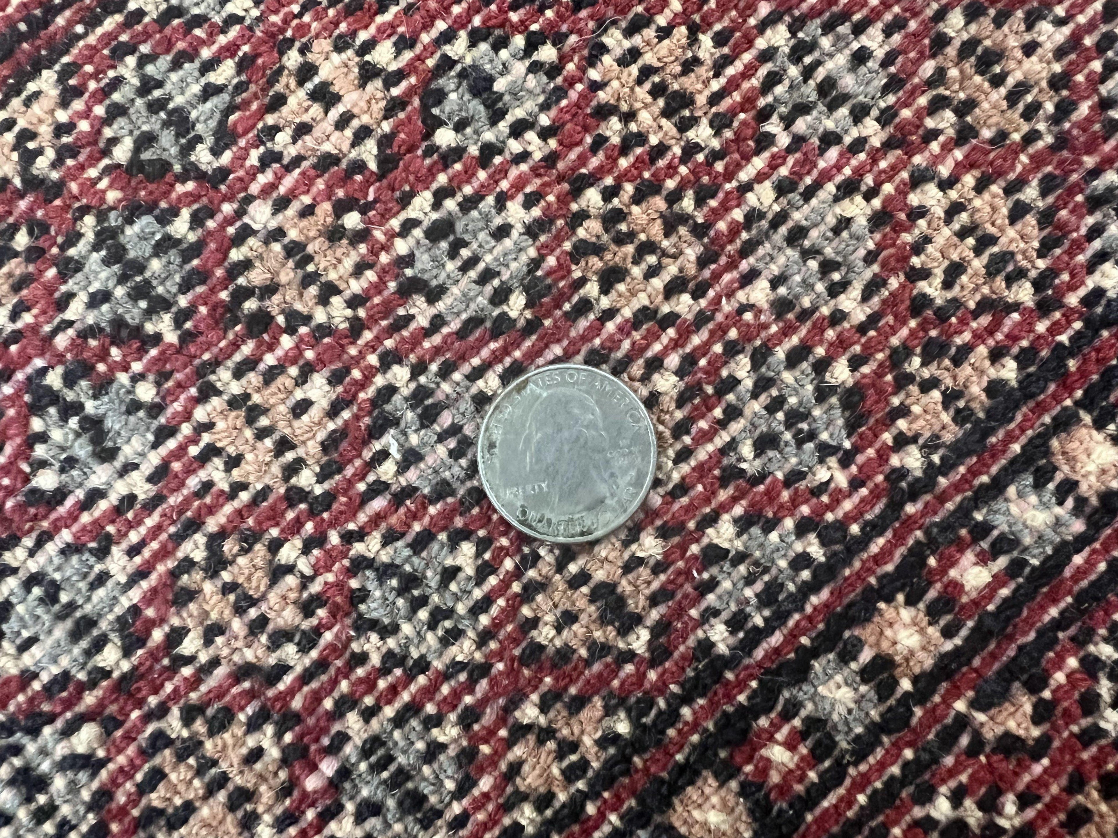 Turkoman Rug 8 x 11.6, Red Bokhara Pakistani Carpet, Wool Handmade Vintage Rug
