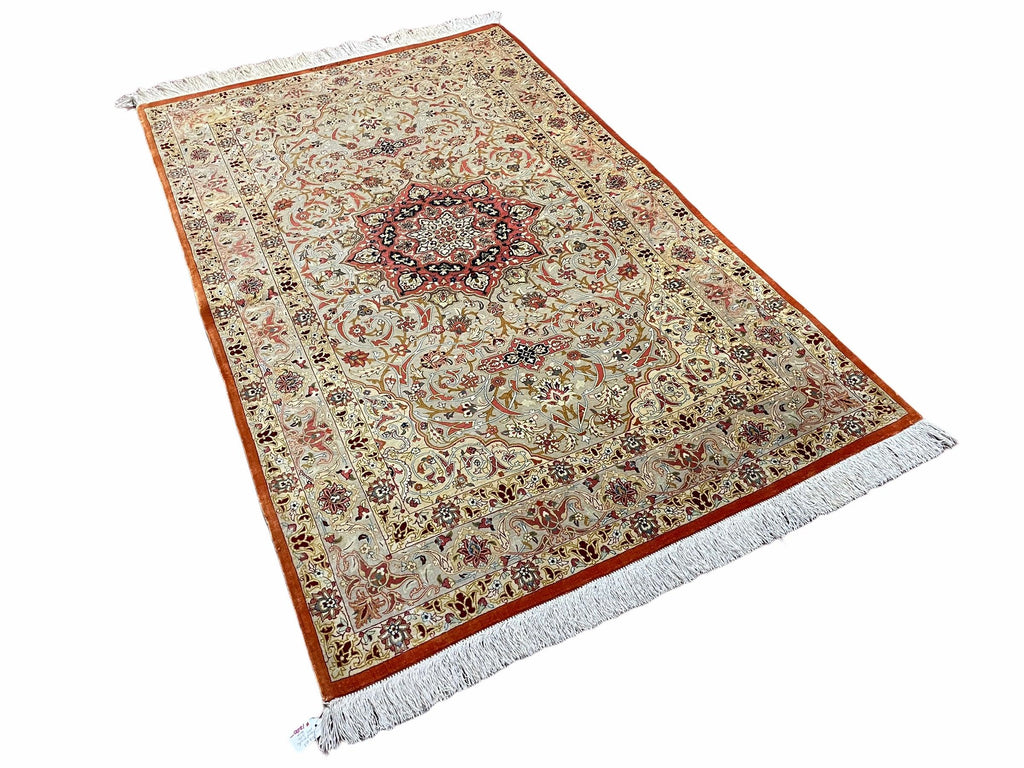 3' X 5' Vintage Fine Handmade Turkish Oriental Silk Rug 900 KPSI Wow