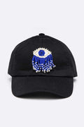 Fringe Beaded Eye Patch Iconic Cotton Cap