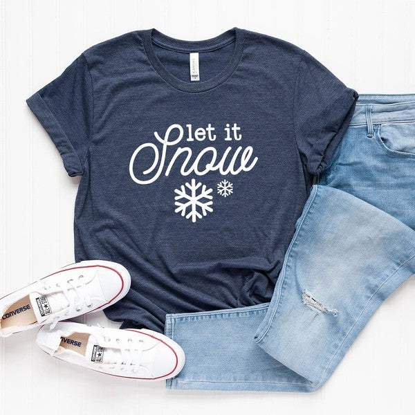 Let It Snow Snowflake Short Sleeve Graphic Tee