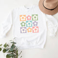 Checkered Flowers Graphic Sweatshirt