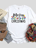 Ho Ho Ho Christmas Lights Crew Neck LS Tee