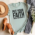 Faith Where Worry Is Short Sleeve Graphic Tee T-Shirt