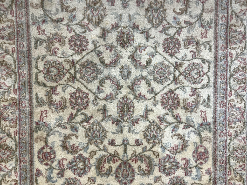 Indo Persian Rug 4x6, Vintage Handmade Wool Carpet, Floral Allover Pattern, Beige, Pair A