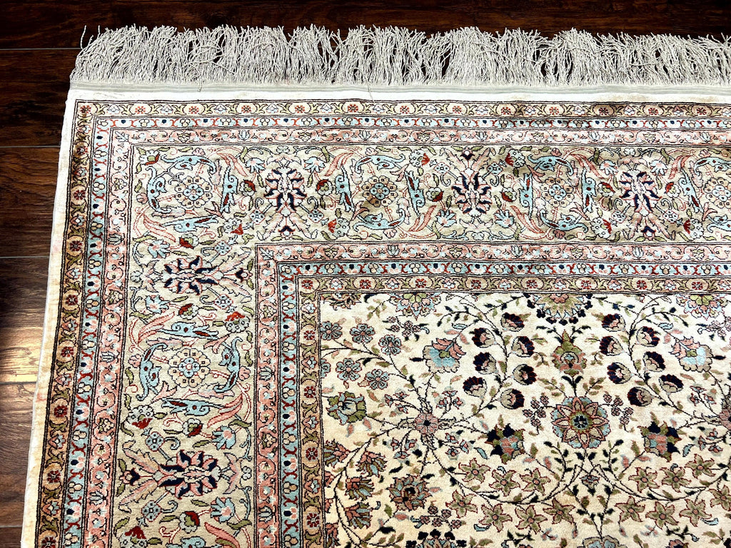 Wonderful Turkish Silk Rug 8x12, Handmade, Fine 320 KPSI