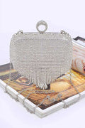 Fringe Rhinestone Convertible Clutch Bag