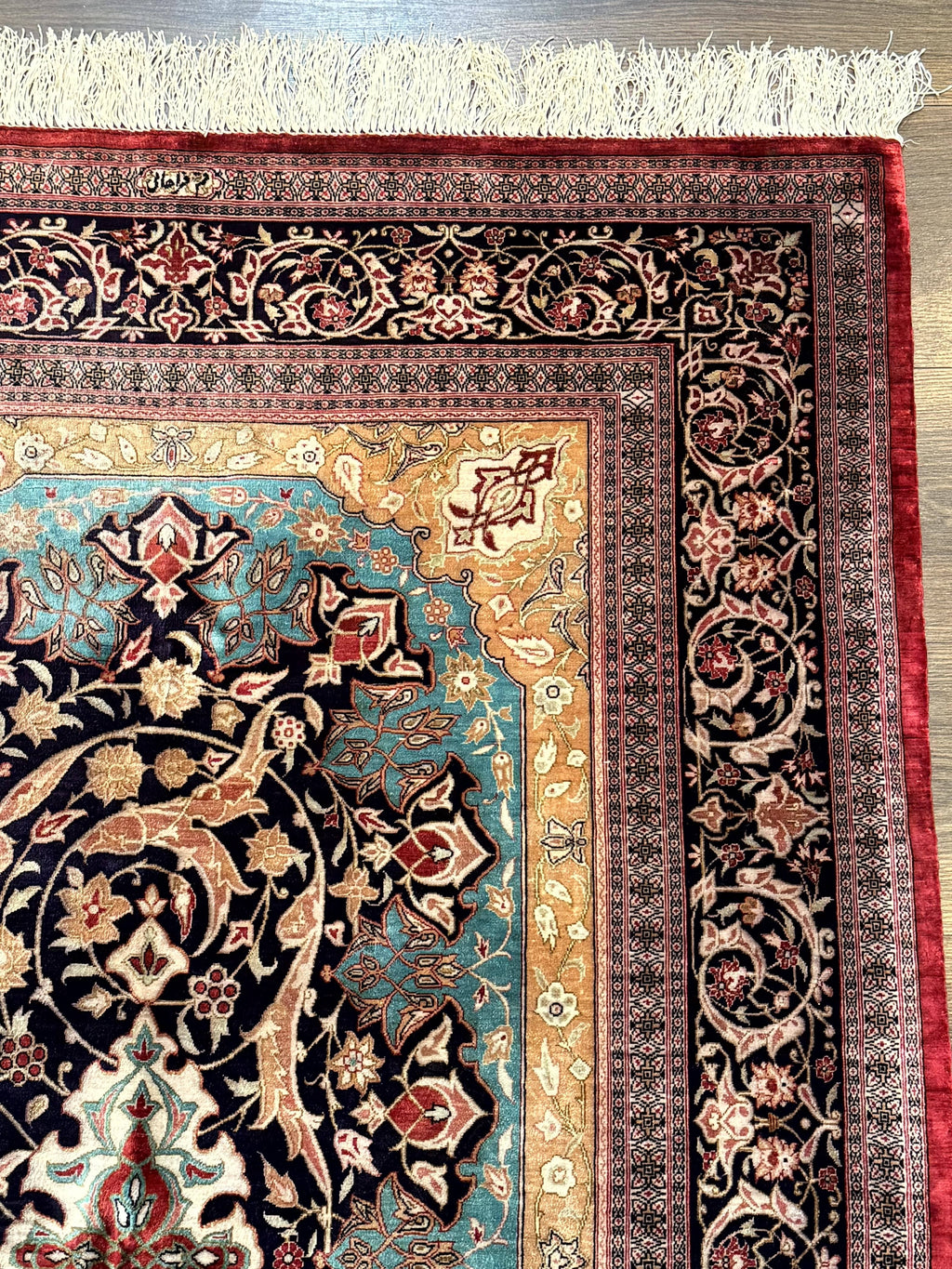Magnificent Persian Qum Silk Rug 3x5, Exceptionally Fine 780 KPSI, Signed, Rare