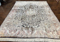 Silk Indian Kashmiri Rug 8x10, Floral Medallion, Indo Persian Carpet, Handmade Vintage Silk Rug