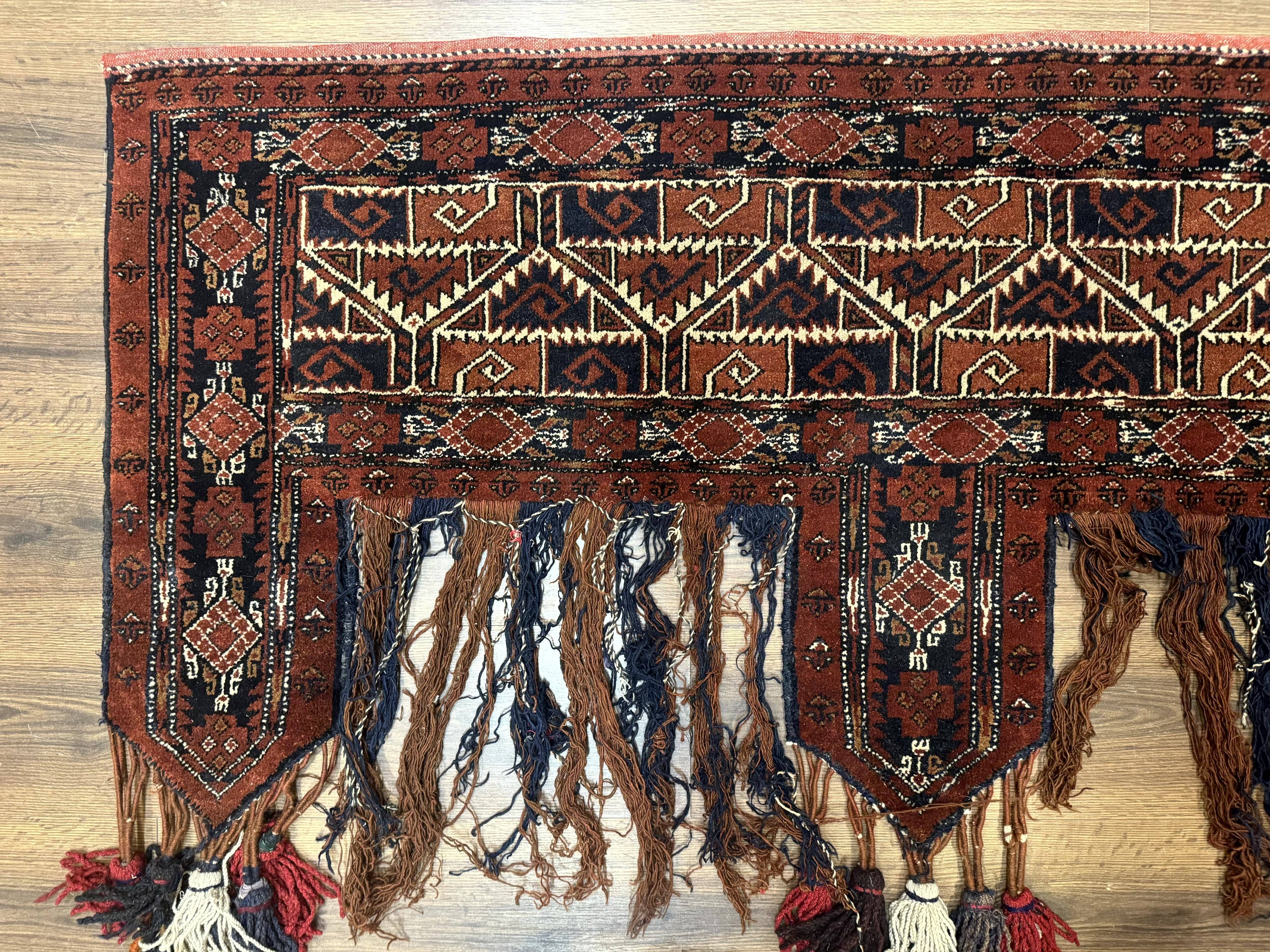 Antique Afghan Beshir Tent Header Textile Rug, Tribal Collectible, Wool