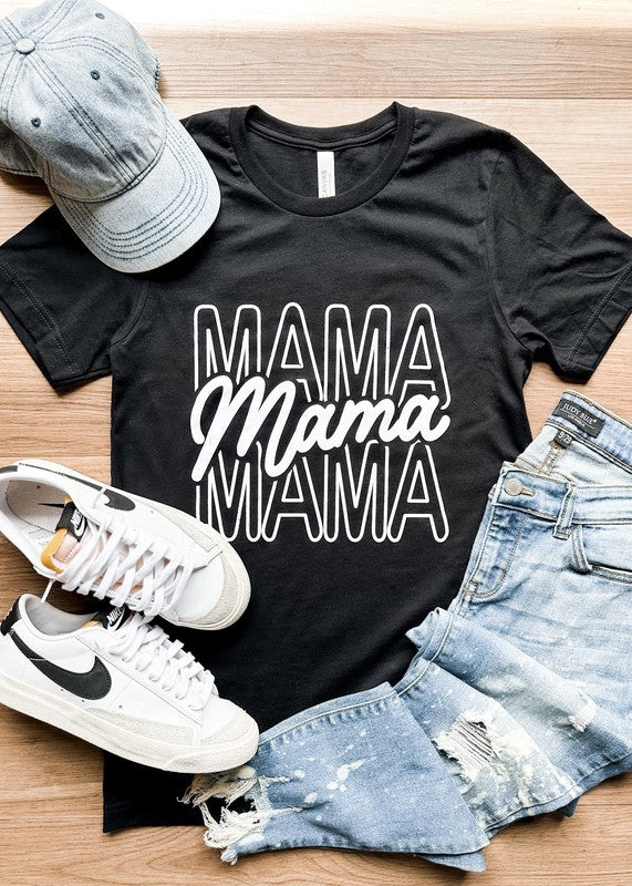 Mama Stacked Crew Neck Graphic Tee T-Shirt