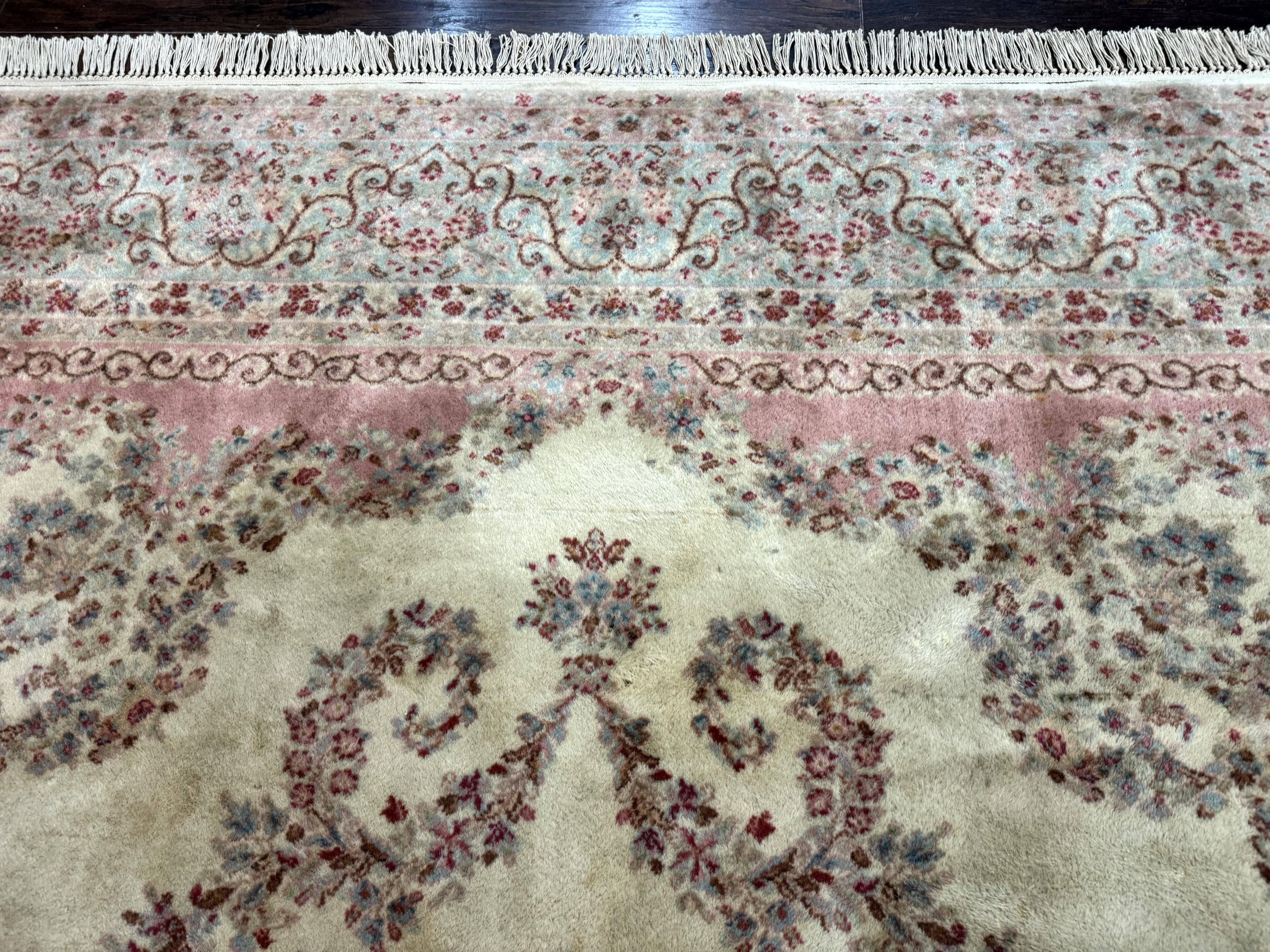 Karastan Rug 8.8 x 12, Pastel Ivory Kirman Rug #784, Wool Karastan Carpet, Original 700 Series, Vintage Karastan Area Rug, Discontinued