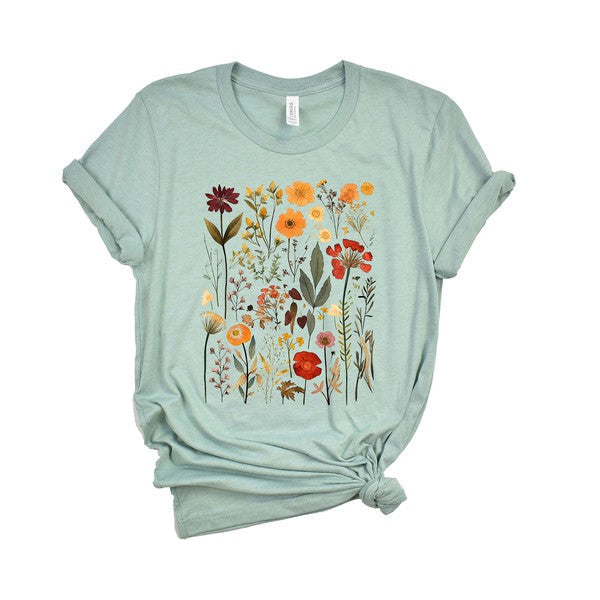 Vintage Pressed Flowers Short Sleeve Graphic Tee