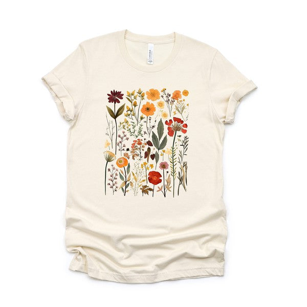 Vintage Pressed Flowers Short Sleeve Graphic Tee
