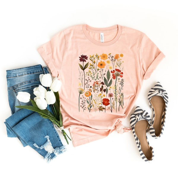 Vintage Pressed Flowers Short Sleeve Graphic Tee