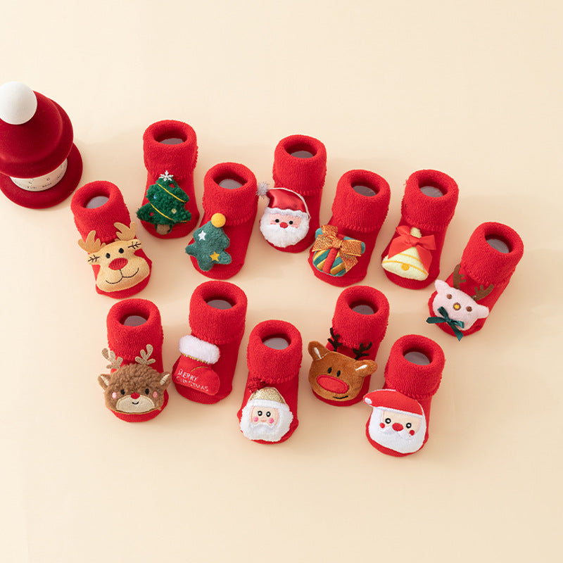 Baby Socks Christmas Newborn For Baby Boys/Girls Christmas Floor Socks Anti-Slip Baby Step Socks For Baby Kids