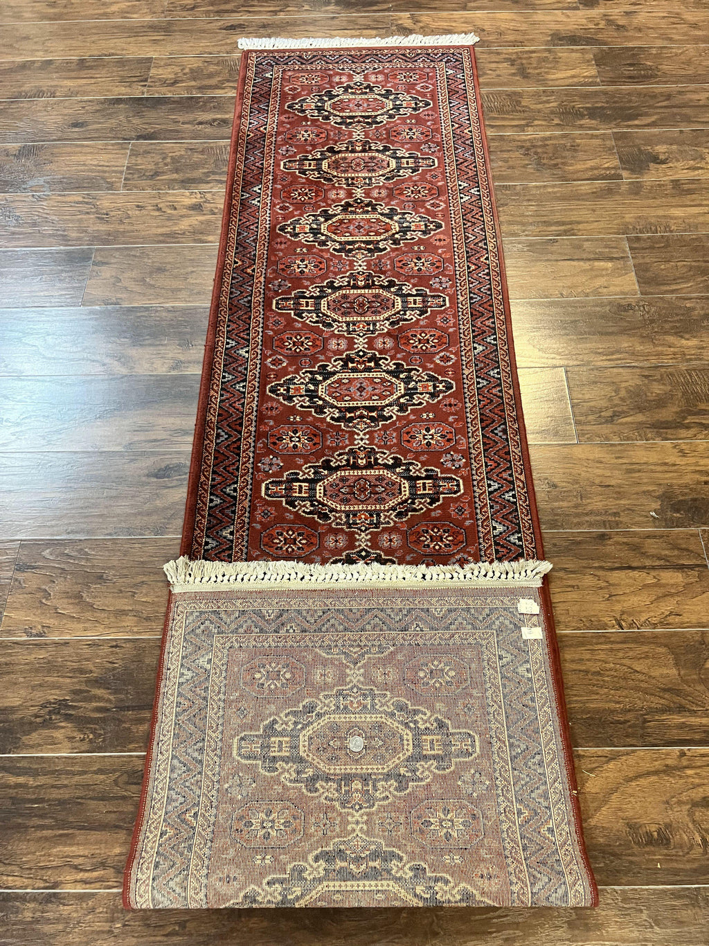 Belgium Power Loomed Runner Rug 2x9, Vintage Wool Rug for Hallway 2 x 9 ft, Red, Caucasian Persian Design, 9ft Runner