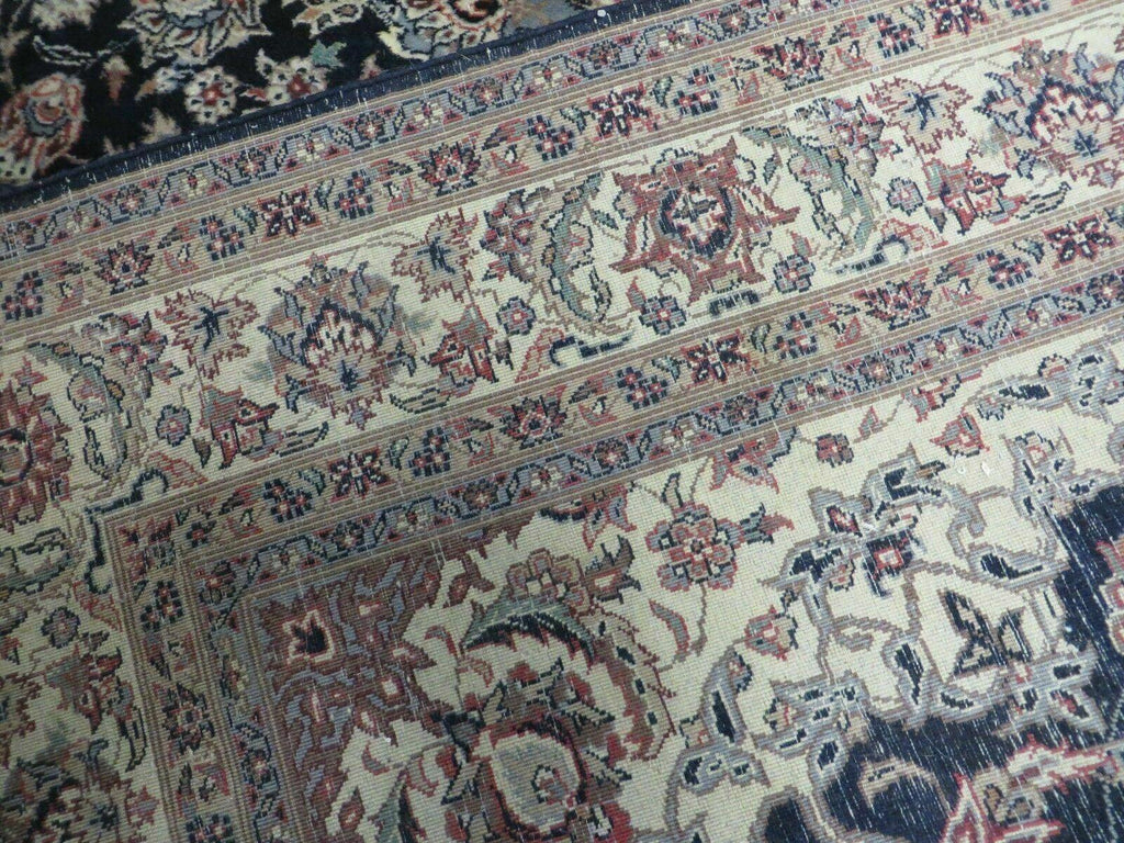 4' X 7' Vintage Handmade India Wool Silk Accent Rug Hand Knotted Black Organic