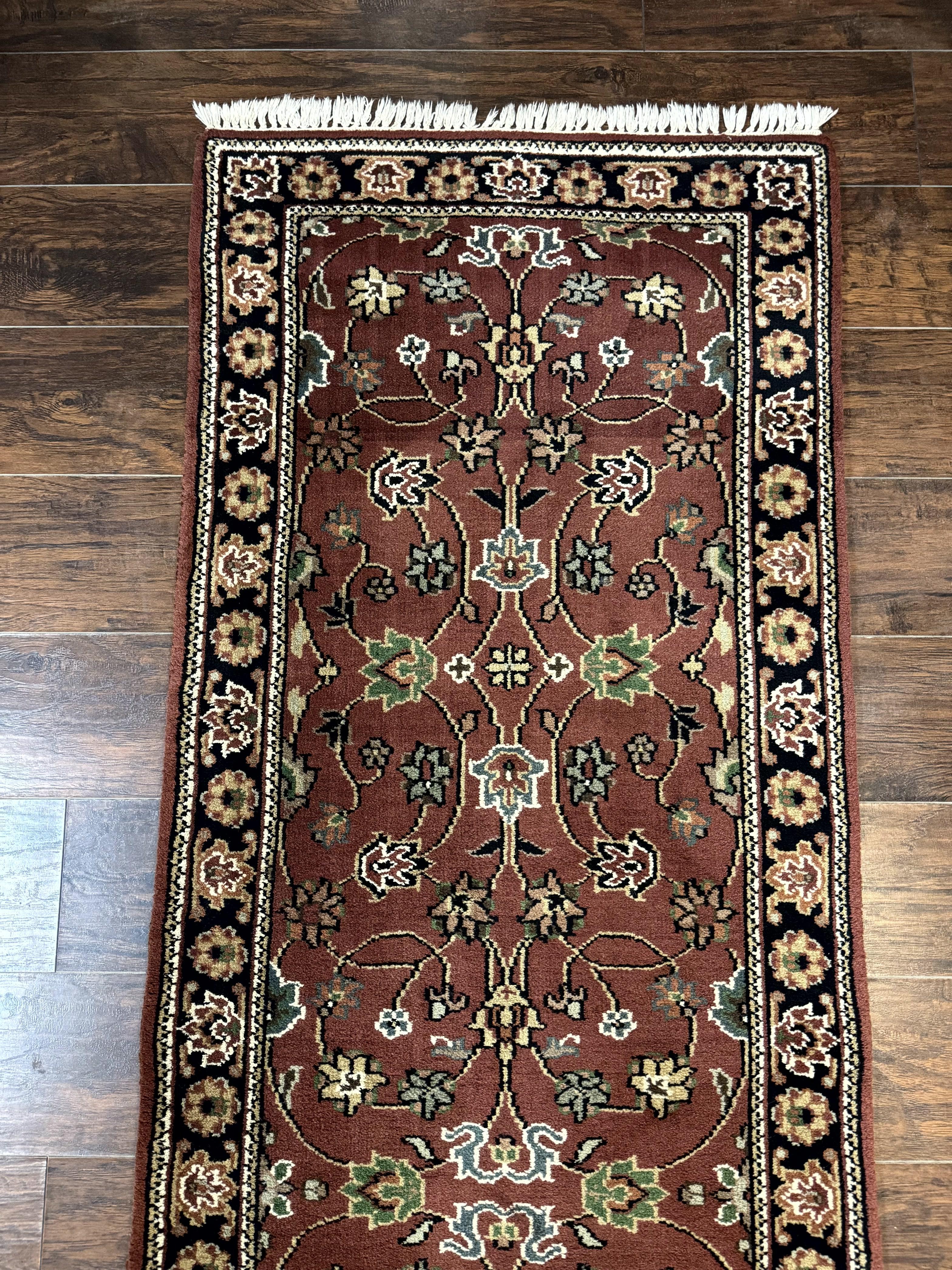 Indo Persian Sarouk Runner Rug 2.8 x 20 ft Runner for Hallway, Long Runner Rug, Handmade