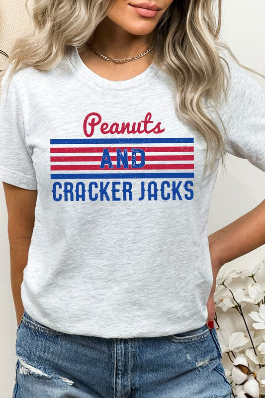 Peanuts And Cracker Jacks Baseball Graphic Tee T-Shirt